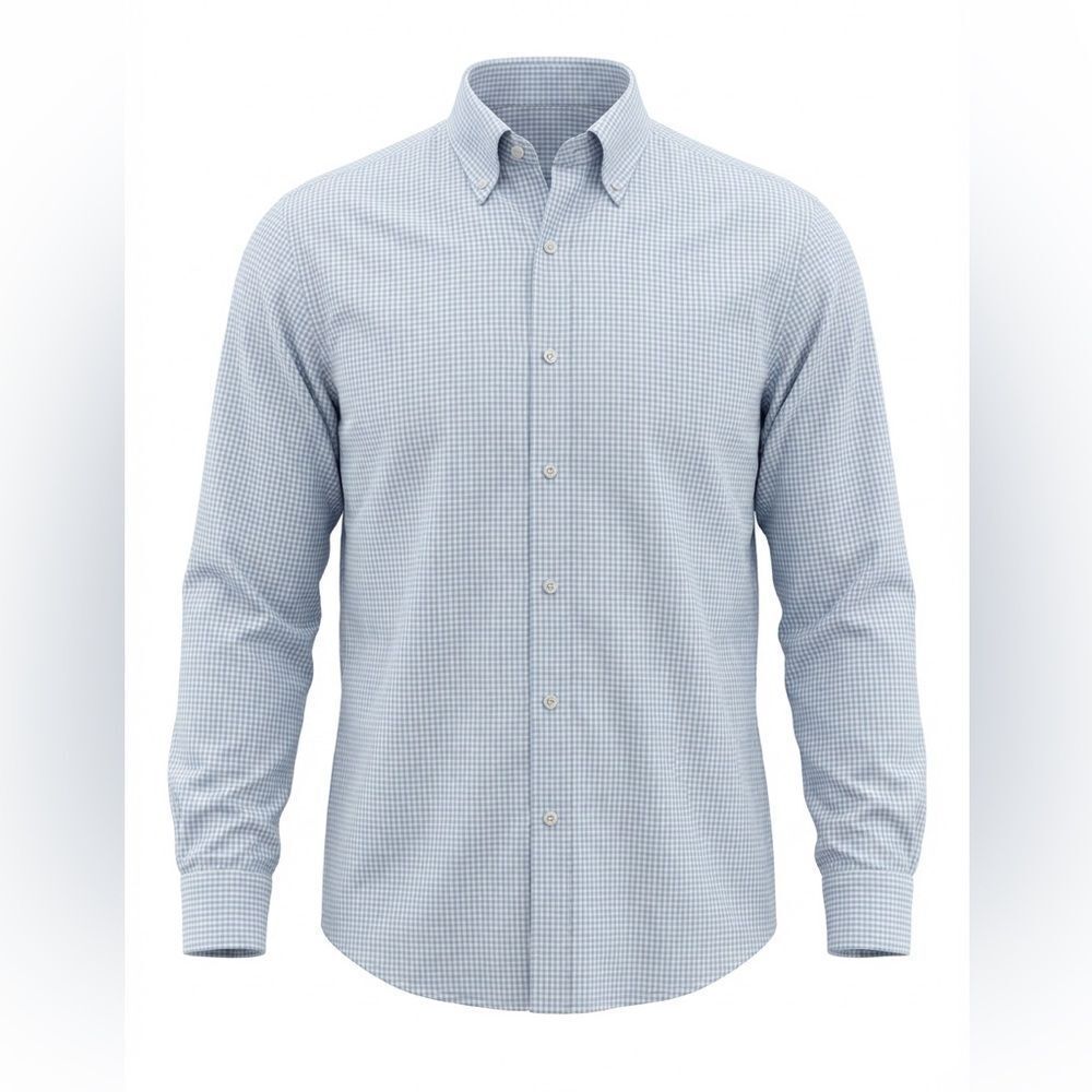PETER MILLAR MENS BUTTON DOWN SHIRT LIGHT WHITE CHECK SIZE L
